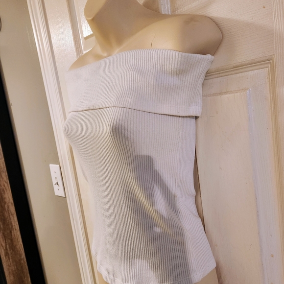 JOE FRESH RIBBED KNIT OFF SHOULDER FOLD-OVER TOP - Picture 3 of 5